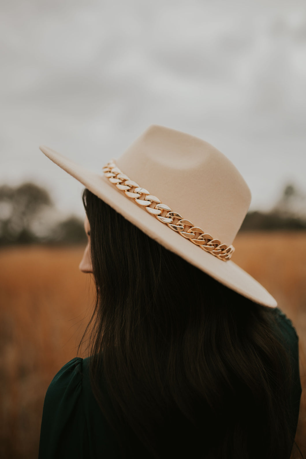 Beige Hat with Chain Detail product_description Velvet Roses.