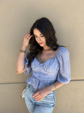 Load image into Gallery viewer, Baby Blue Peplum Top
