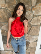 Load image into Gallery viewer, Red Satin Halter Top
